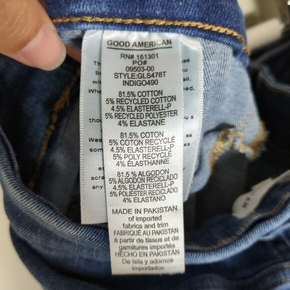 GOOD AMERICAN Power Stretch Pull-On Straight Jeans Indigo490 Women's 5 / 2XL - Picture 5 of 7